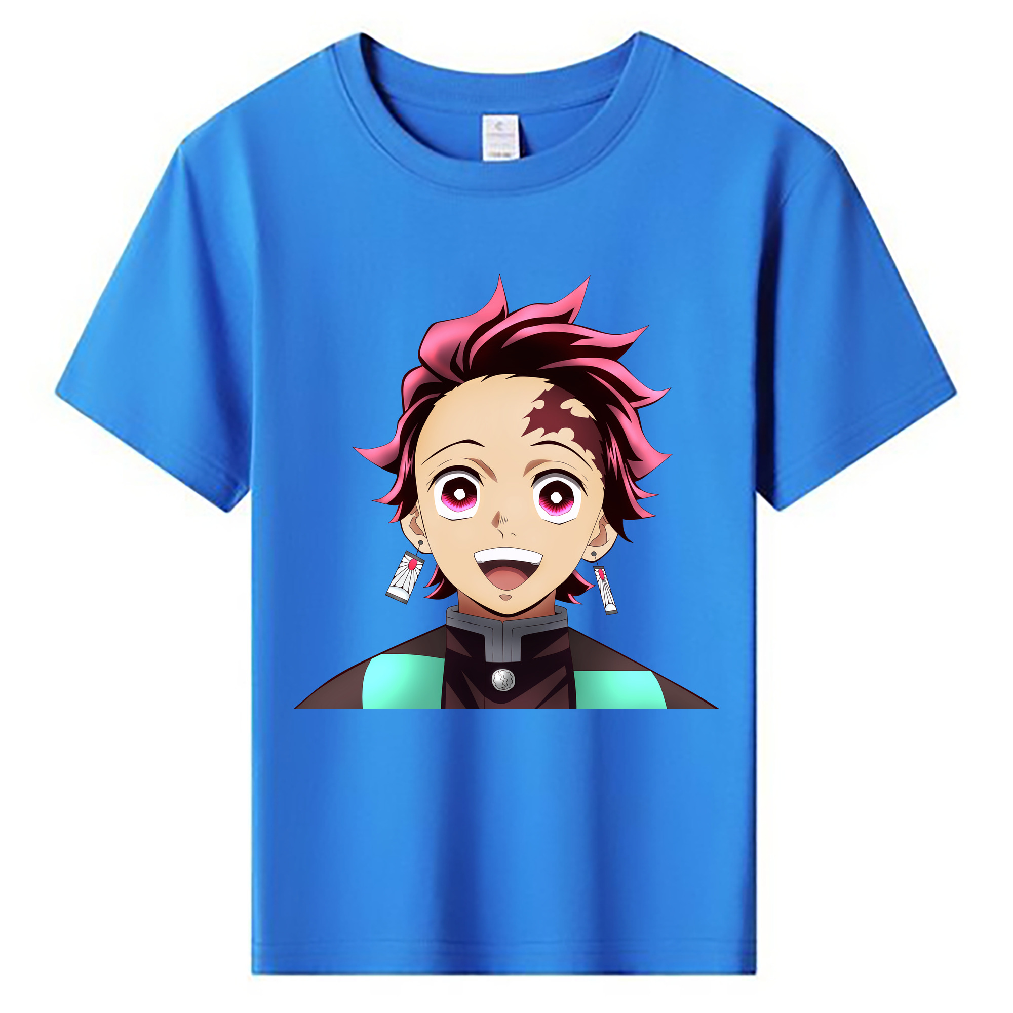 （画像用） 鬼滅の刃 竈門 炭治郎／かまど たんじろう Kamado Tanjirou 綿100％キッズTシャツ（フロントプリント）